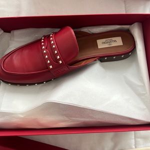 Valentino Rockstud Flat Mule Loafer
